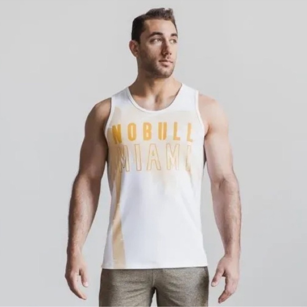 NWT NOBULL Men's Palm Tree Miami Muscle Tank - XXL - Yellow